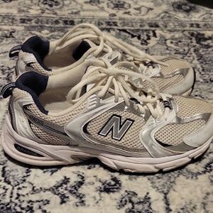 New Balance 530 White and Navy Running Shoes